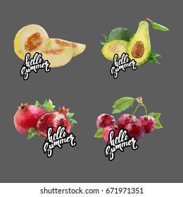fruit platter with a lot of fruits. Vector illustration