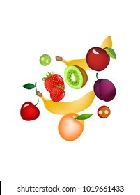 Fruit platter on white background
