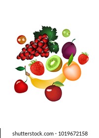 Fruit platter on white background