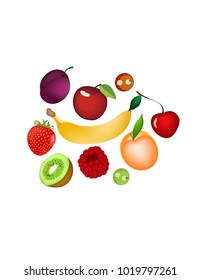 Fruit platter on white background