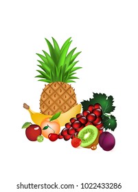 Fruit platter on white background