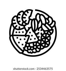 fruit platter raw foodist line icon vector. fruit platter raw foodist sign. isolated contour symbol black illustration