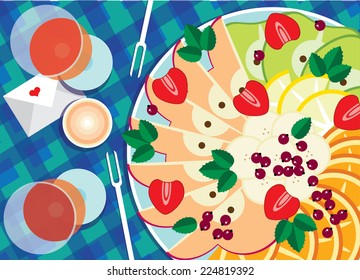 fruit platter with wine
