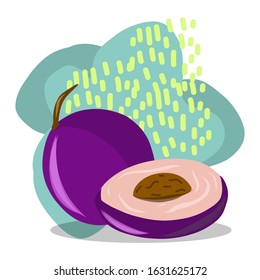 Fruit. Plum. Bright design. Hand drawing. For your design.