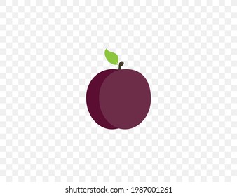Fruit, plum icon. Vector illustration. Flat design.