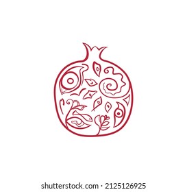 Fruit pomegranate vector freehand pattern