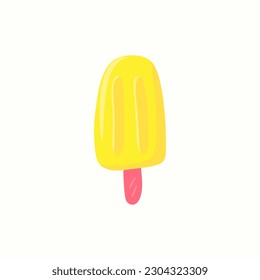 Fruit popsicle ice isolated on white background. Vector flat illustration of ice cream on stick.