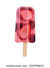 Fruit popsicles ice cream realistic composition with image of frozen stick confection with natural taste and flavour vector illustration