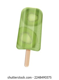 Fruit popsicles ice cream realistic composition with image of frozen stick confection with natural taste and flavour vector illustration