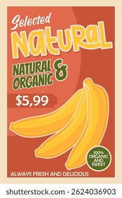 Fruit Poster Banana in Retro Style