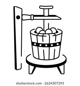 Fruit press icon in hand drawn style 
