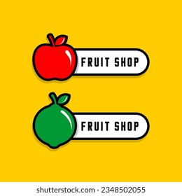 Obstpreismarken, Vektorgrafik, Vektor-Obstladen und Markt