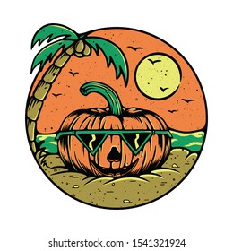 Fruit Pumpkin Summer Beach Graphic Illustration Vector Art T-shirt Design