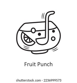  Fruit Punch vector outline Icon Design illustration. New Year Symbol on White background EPS 10 File