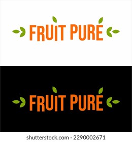 Fruit pure word design with leaf elements.