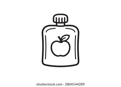 Fruit Puree Bottle Outline Vector Icon