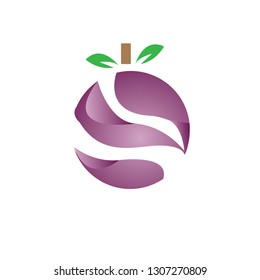 fruit purple on white background
