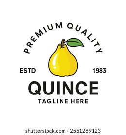 fruit quince logo design template illustration vector