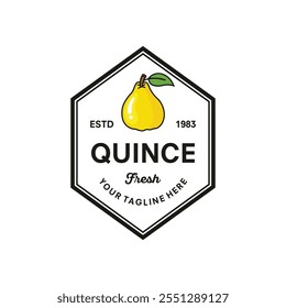 fruit quince logo design template illustration vector