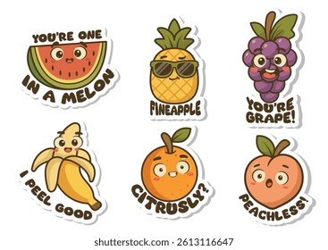 Fruit quotes sticker , vector illustration, funny, cute