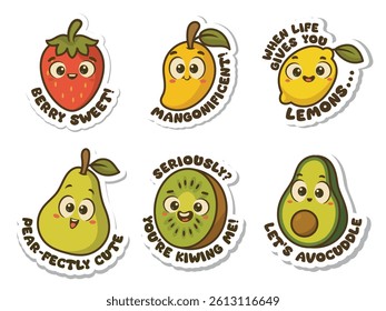 Fruit quotes sticker , vector illustration, funny, cute