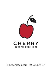 fruit red cherry with lines art colorful logo design vector icon symbol illustration
