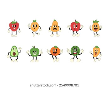Fruit Retro Emoji Element Set