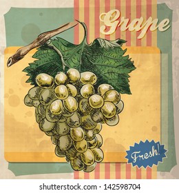 fruit retro grape art antique food border grunge vintage poster retro card design with grape fruit retro grape art antique food border grunge vintage poster classic vines texture harvest climber dirty