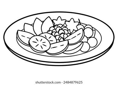 Fruit salad artistic line art elegant food display