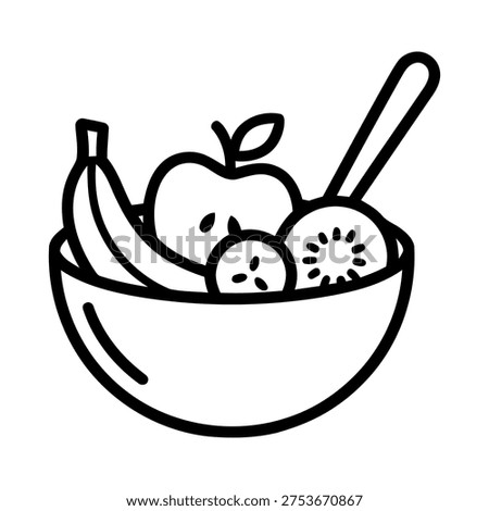 Fruit salad in a bowl with a spoon, representing healthy eating and fresh ingredients