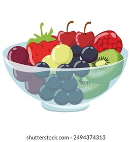 fruit salad in bowl, vector design 