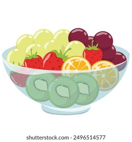  fruit salad in bowl. vector design