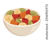 Fruit And Salad Bowl Vector Illustration - 03