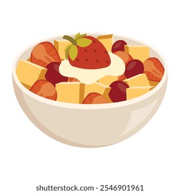 Fruit And Salad Bowl Vector Illustration - 02