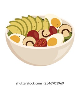 Fruit And Salad Bowl Vector Illustration - 08