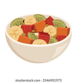 Fruit And Salad Bowl Vector Illustration - 03