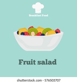 Fruit salad color icon. Cartoon style for web and mobile design