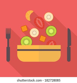 Fruit salad, flat design vector