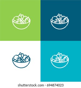 Fruit salad green and blue material color minimal icon or logo design