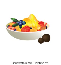 Fruit salad with honey icon. Cartoon of fruit salad with honey vector icon for web design isolated on white background