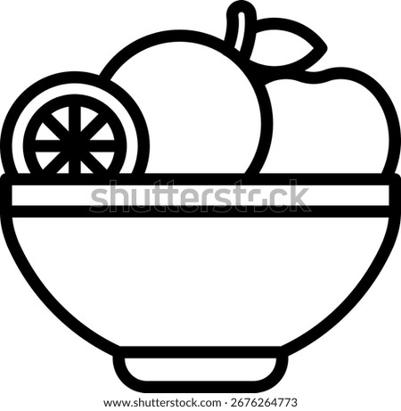 Fruit Salad icon, Black And White Outline Icon Symbol
