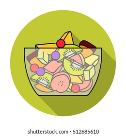 Fruit salad icon in flat style isolated on white background. Sport and fitness symbol stock vector illustration.