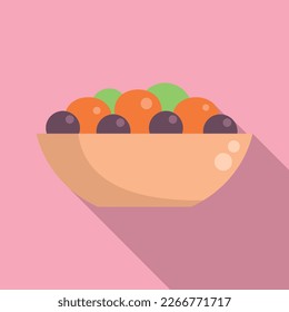 Fruit salad icon flat vector. Fresh food. Meal diet