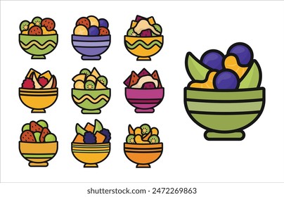 Fruit Salad Icon Set Collection