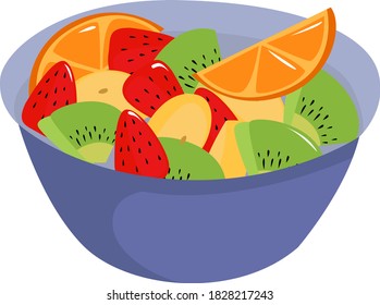 Fruit salad, illustration, vector on white background