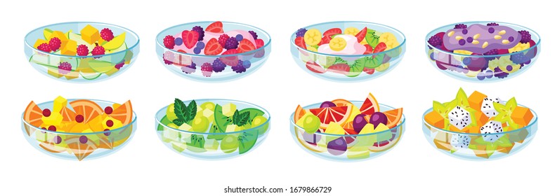 Fruit salad isolated cartoon set icon. Bowl of vegetable food vector cartoon set icon. Vector illustration fruit salad on white background .