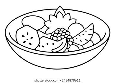 Fruit salad line art design charming food collection