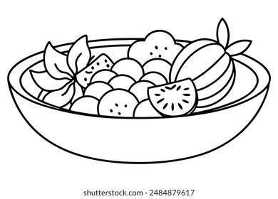 Fruit salad line art design creative food display