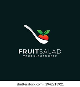 Obstsalat-Logo mit Löffelkonzept
