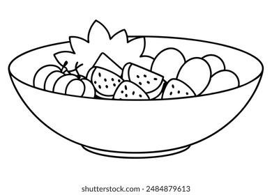 Fruit salad minimalist line art classic culinary elegance
